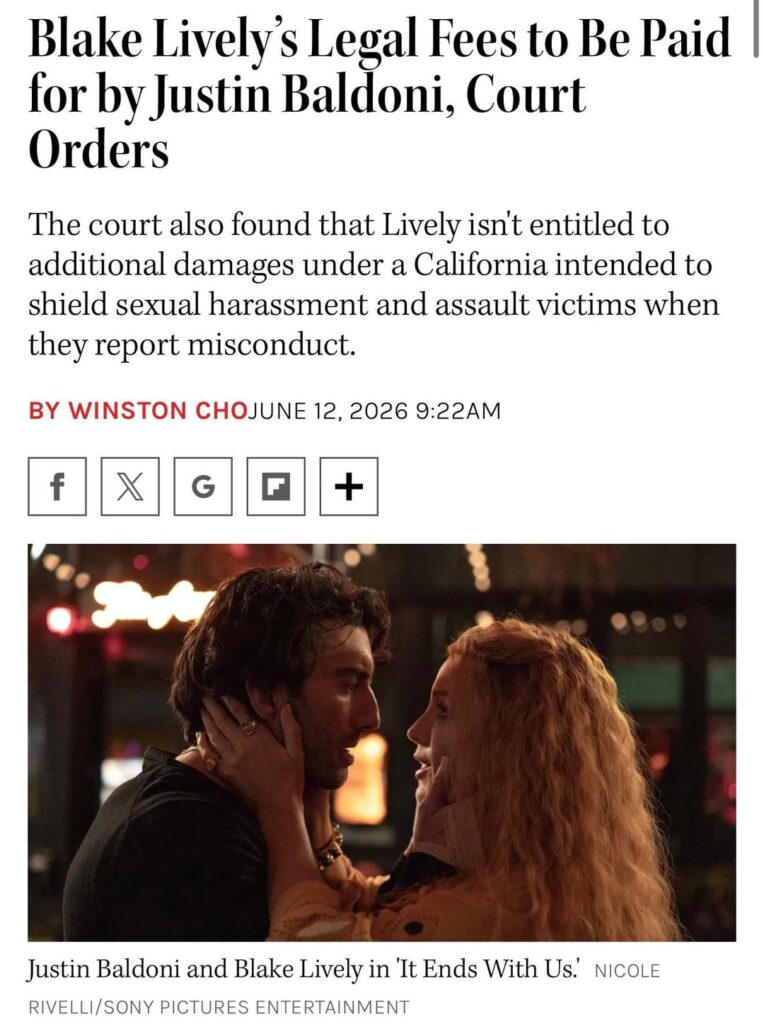 Blake Lively’s Legal Fees to Be Paid for by Justin Baldoni Court Orders