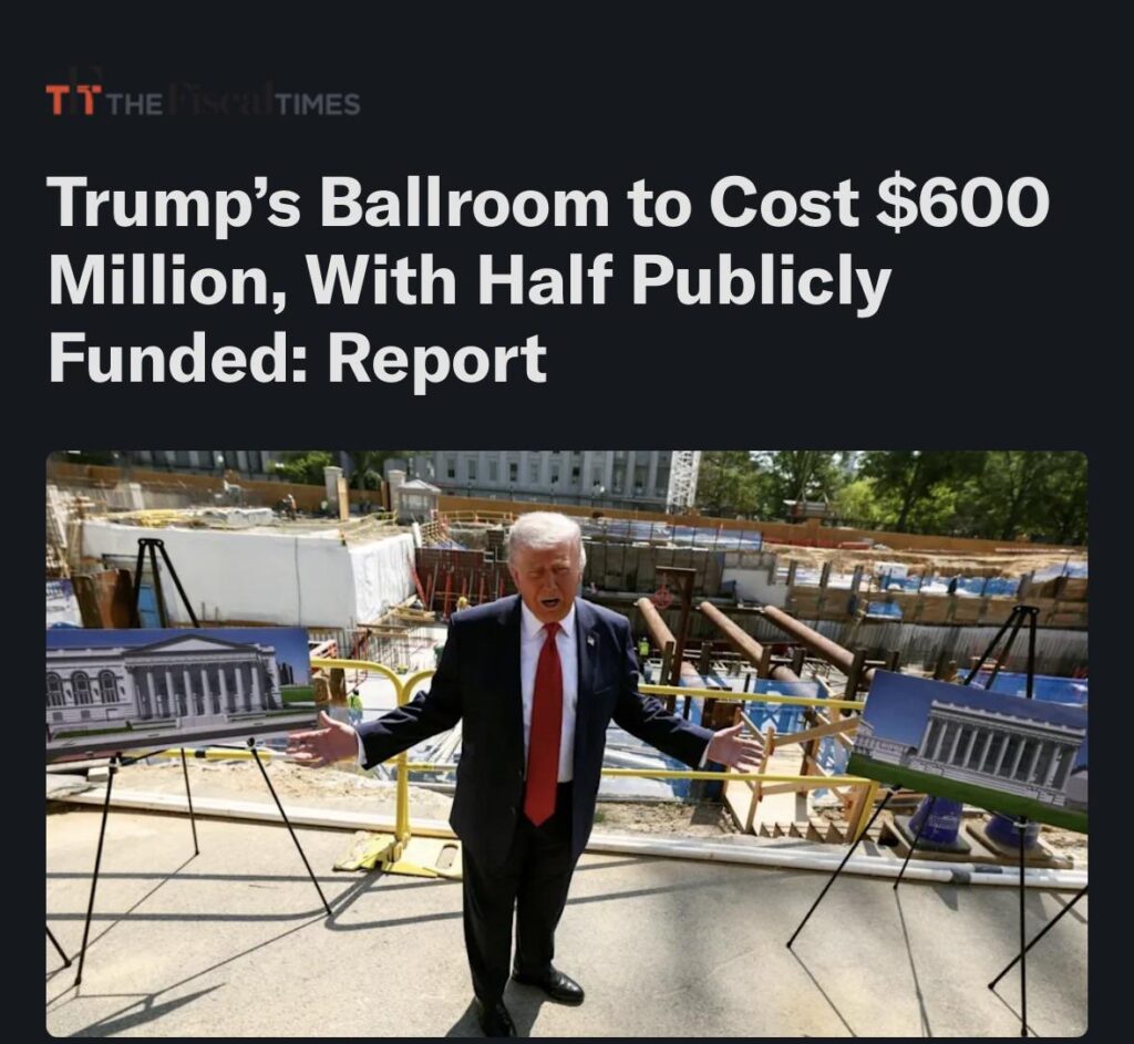 Trump’s ballroom cost rises to $600 million. Half of the money to be covered by taxpayers Trump’s ballroom cost rises to $600 million. Half of the money to be covered by taxpayers