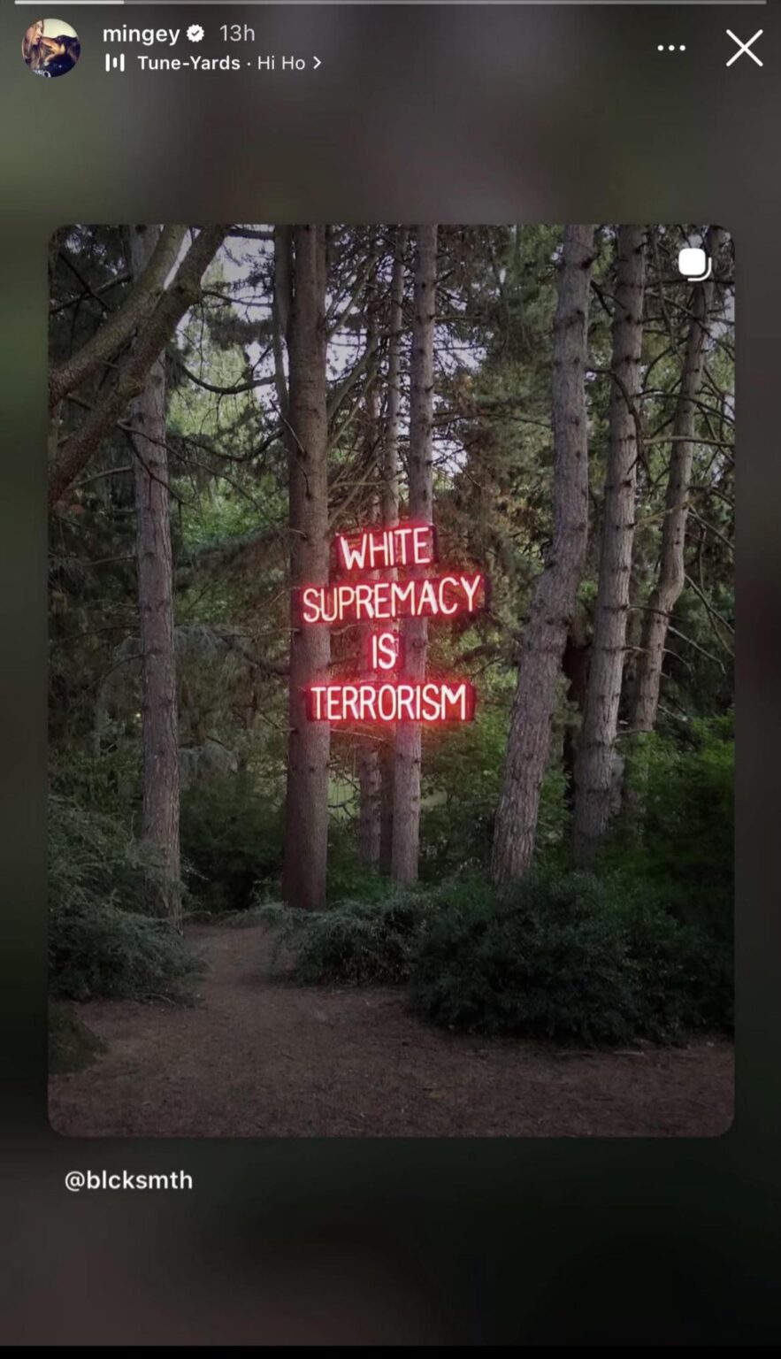 Amanda Seyfried shared a message to her Instagram story: WHITE SUPREMACY IS TERRORISM