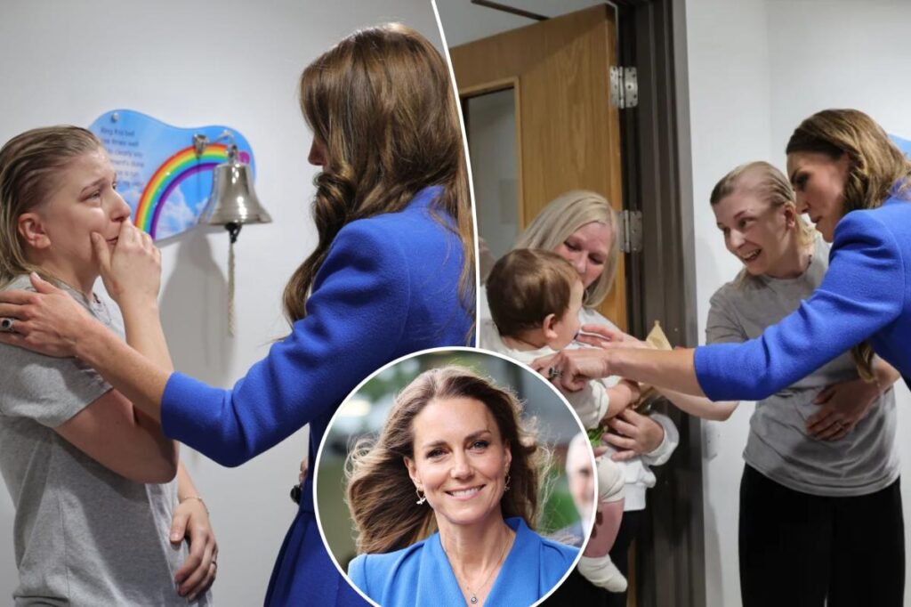 Kate Middleton comforts young mom Claire Lorente finishing cancer treatment in tearful moment Kate Middleton comforts young mom Claire Lorente finishing cancer treatment in tearful moment