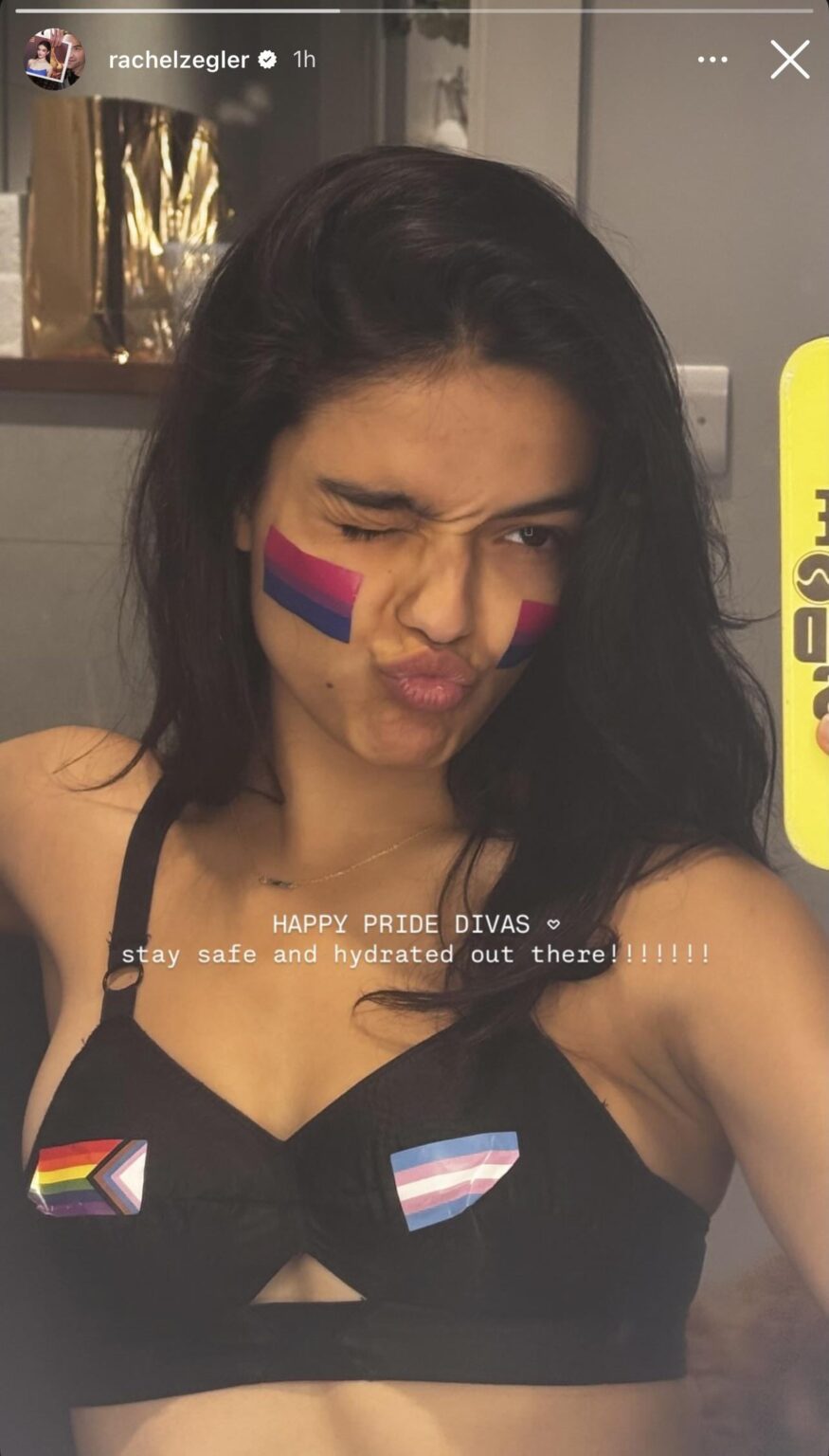 Rachel Zegler: “HAPPY PRIDE DIVAS stay safe and hydrated out there!!!!!!!”