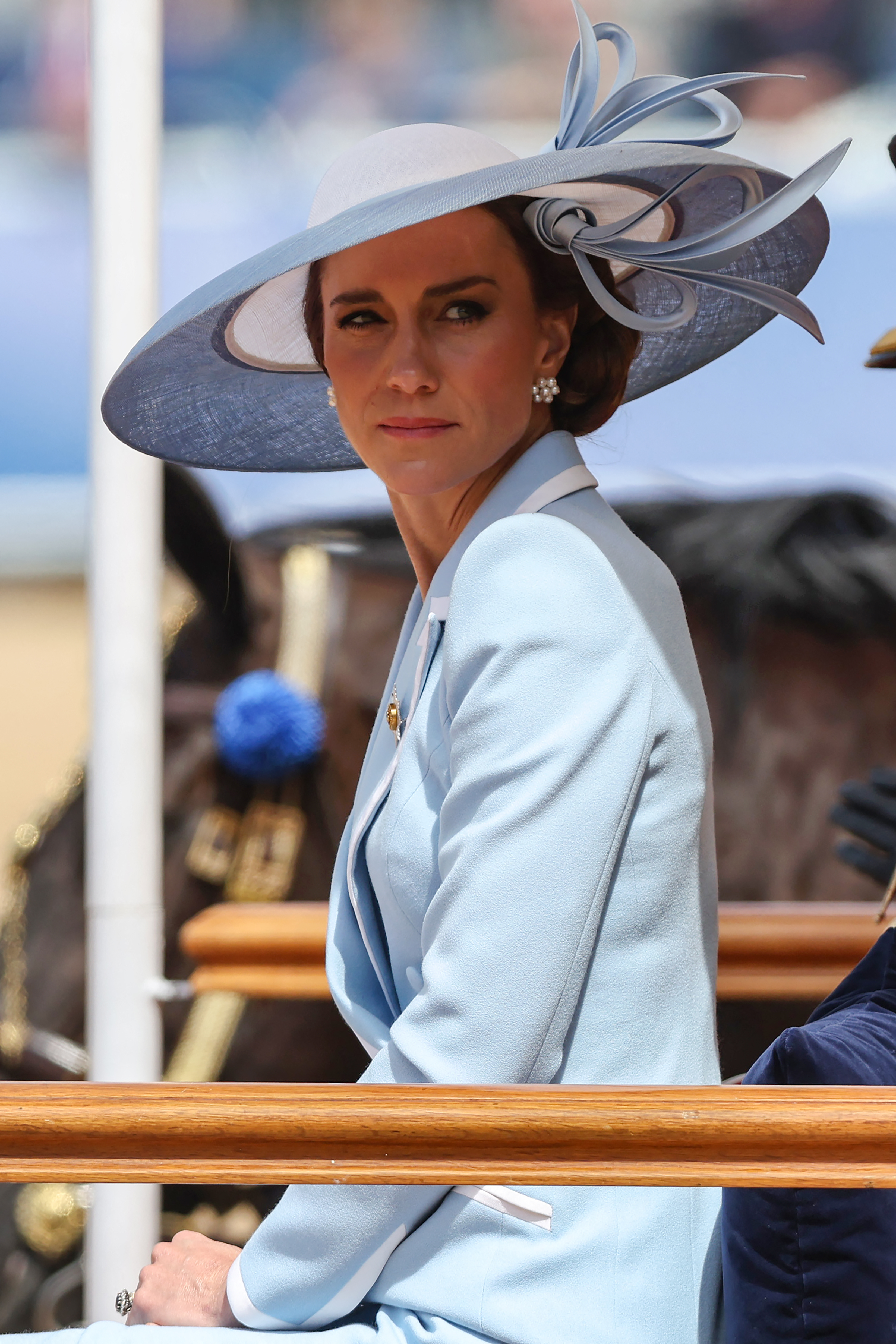 Britain's Catherine, Princess of Wales watches the King's Birthday Parade "Trooping the Colour" in London on June 13, 2026. (Photo by Toby Shepheard / AFP)