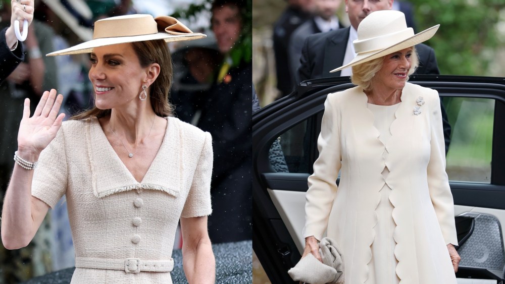 Kate Middleton, Queen Camilla’s Style at Peter Phillips’ Wedding Kate Middleton wears Roland Mouret, left, and Queen Camilla wears Anna Valentine at the wedding of Peter Phillips and Harriet Sperling at All Saints' Church on June 6 in Kemble, England.
