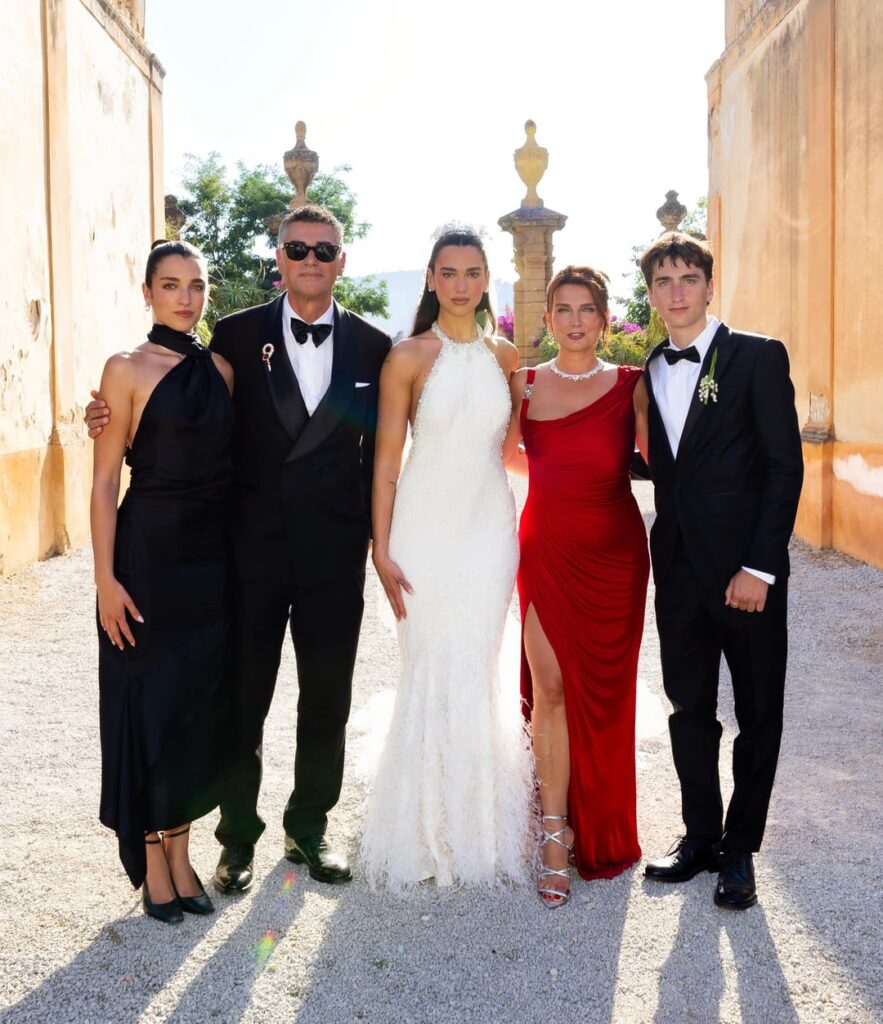 Dua Lipa and her family during her second wedding in Italy via Anes Lipa IG