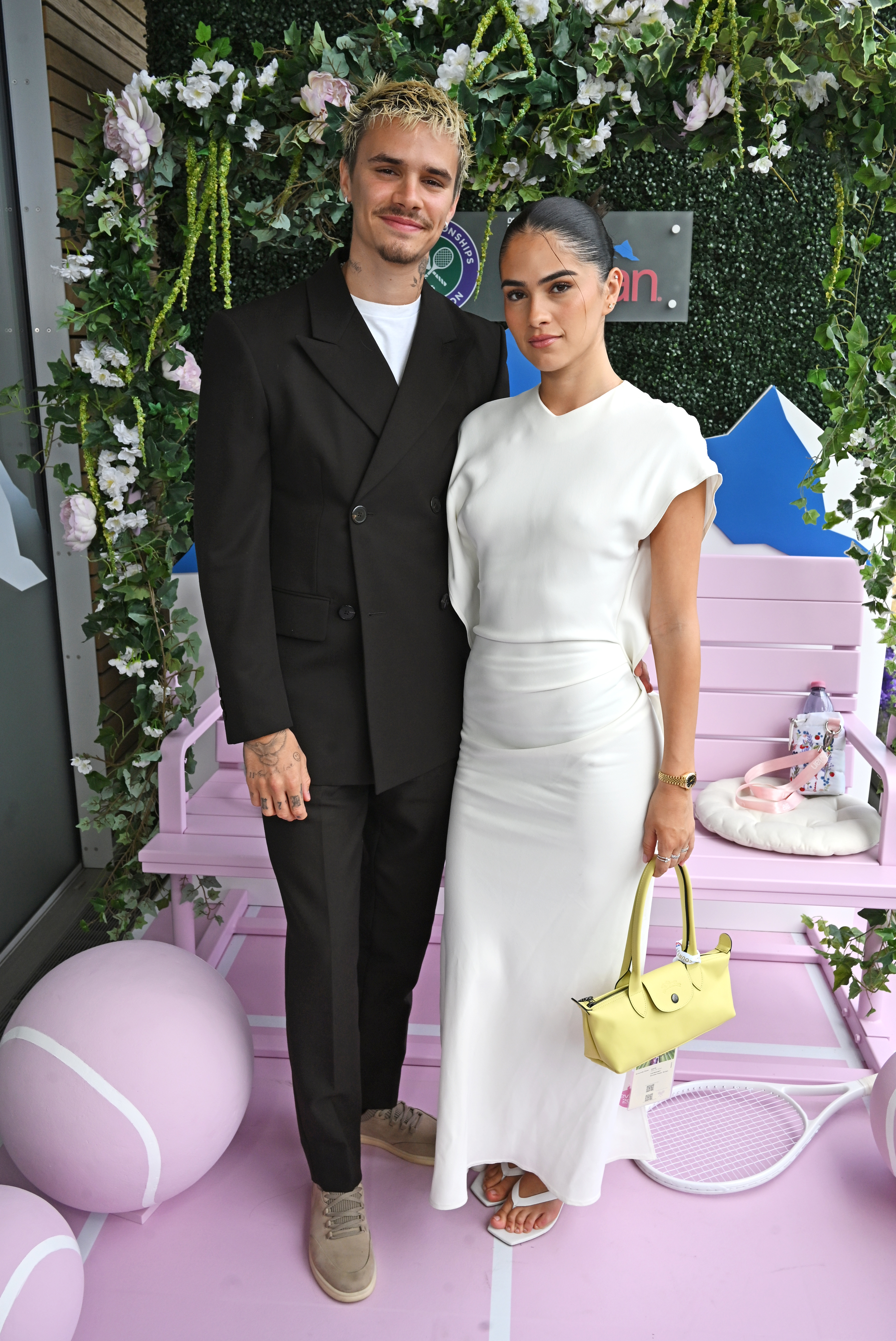 Romeo Beckham and Kim Turnbull attend the evian 'Mountain of Youth' VIP Suite 