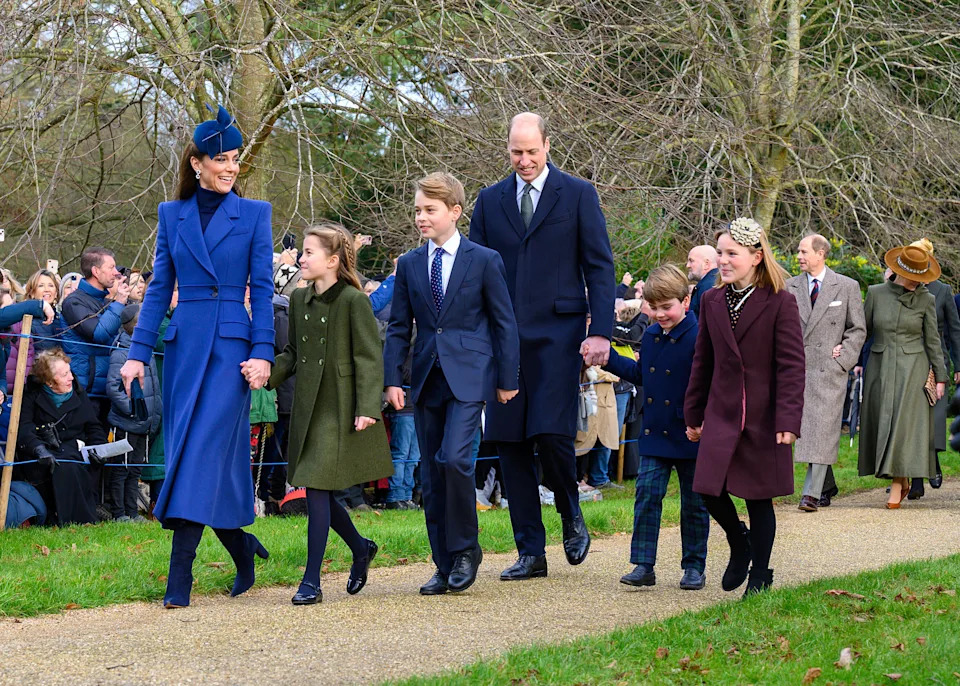 Members of the royal family walking at Sandringham in Norfolk on Christmas Day.