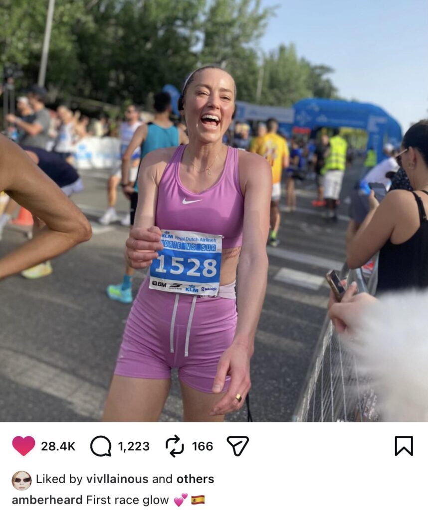 Amber Heard shared a new photo: First race glow 💕🇪🇸