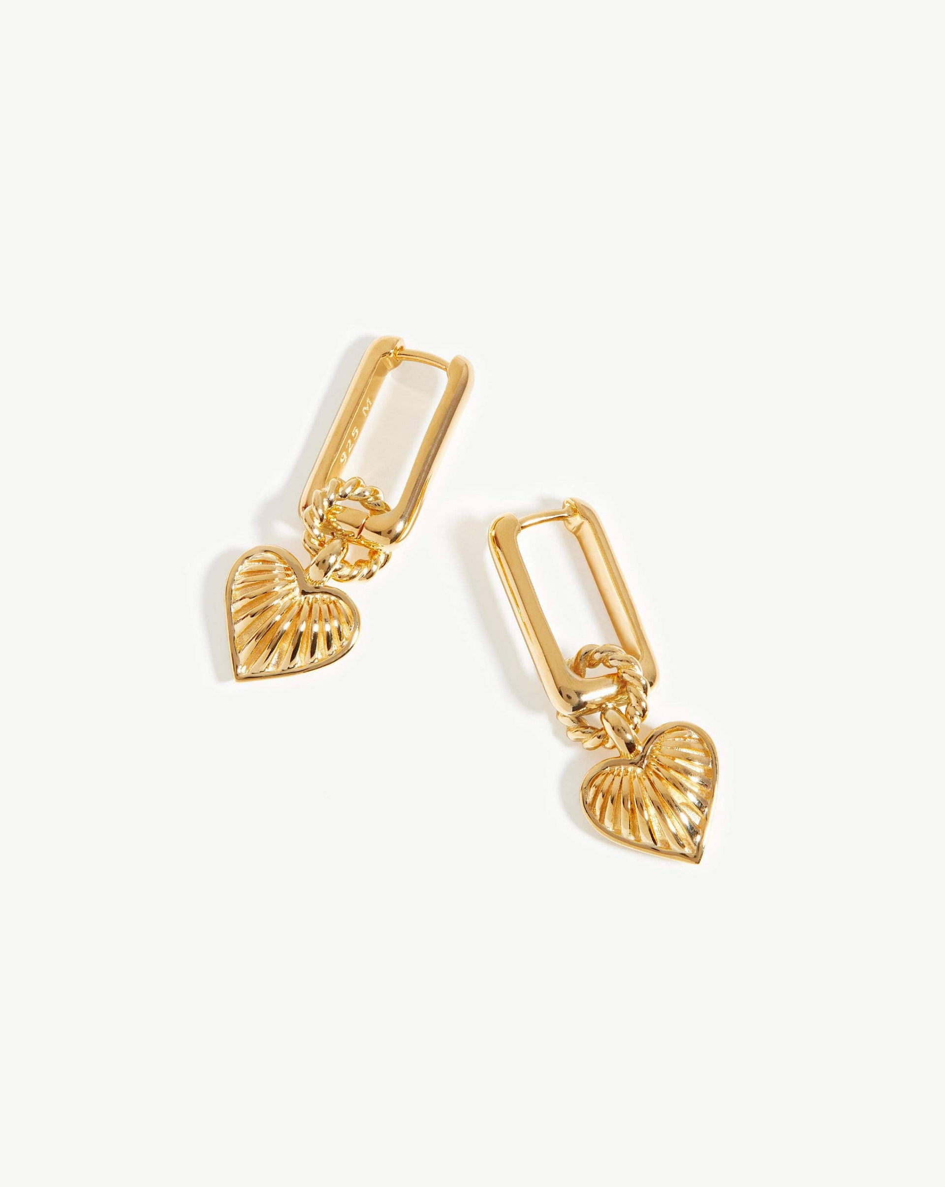 Ridge Heart Charm Earrings | 18k Gold Vermeil - 18k Gold Vermeil