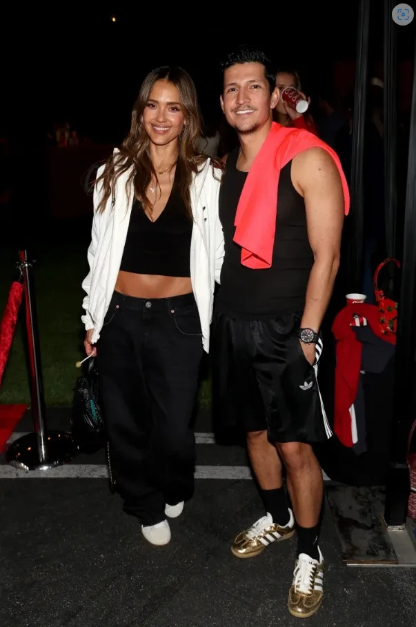Jessica Alba and Danny Ramirez wore relaxed black outfits for the Team USA vs. Turkey World Cup match.
