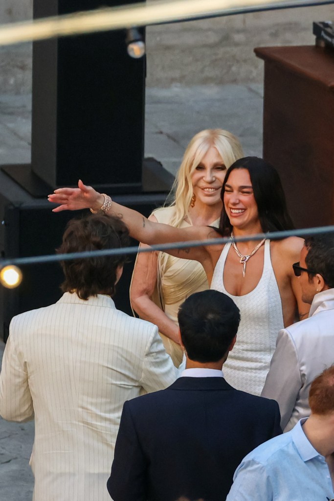 Donatella Versace attends Dua Lipa and Callum Turner's wedding weekend in Italy