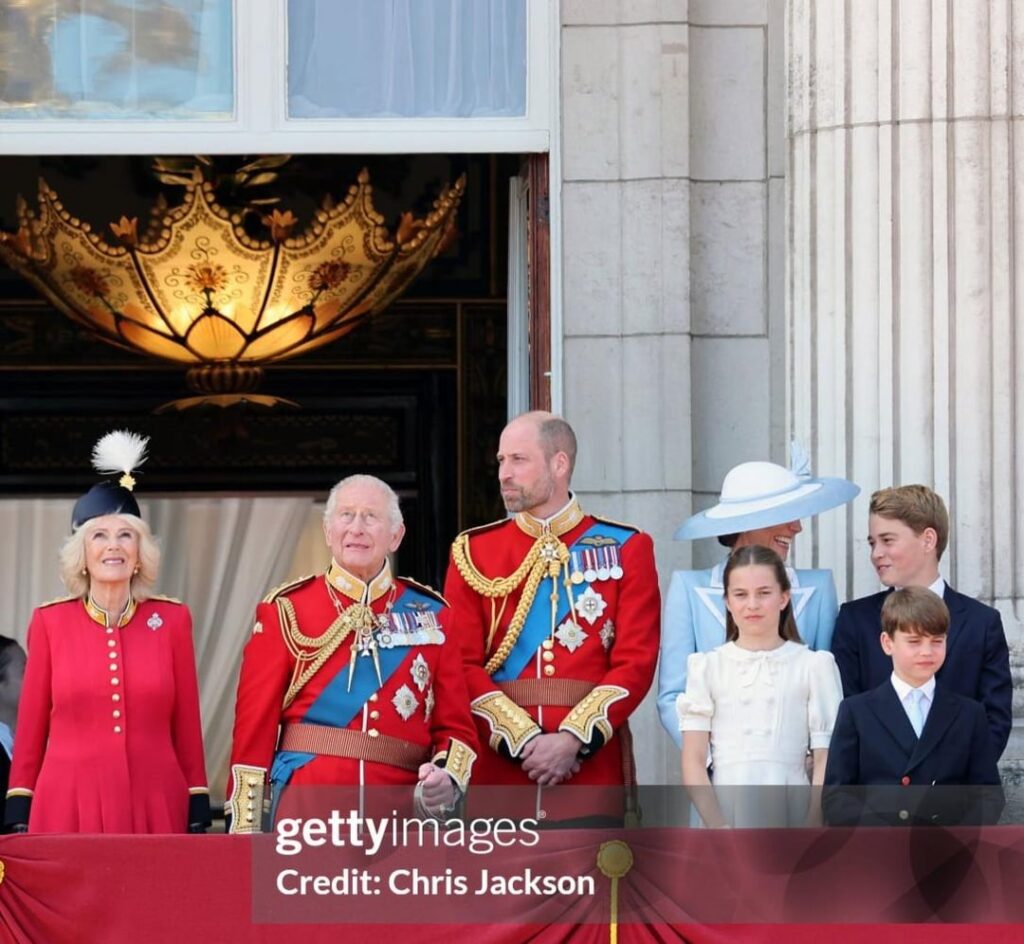 The British Royal family at Trooping the Colour today