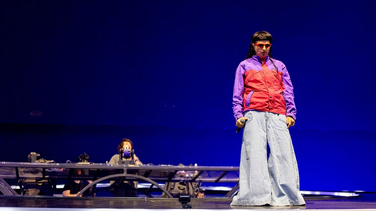 Subtronics and Oliver Tree performing on stage at the Sahara Tent during Coachella in Indio, California.