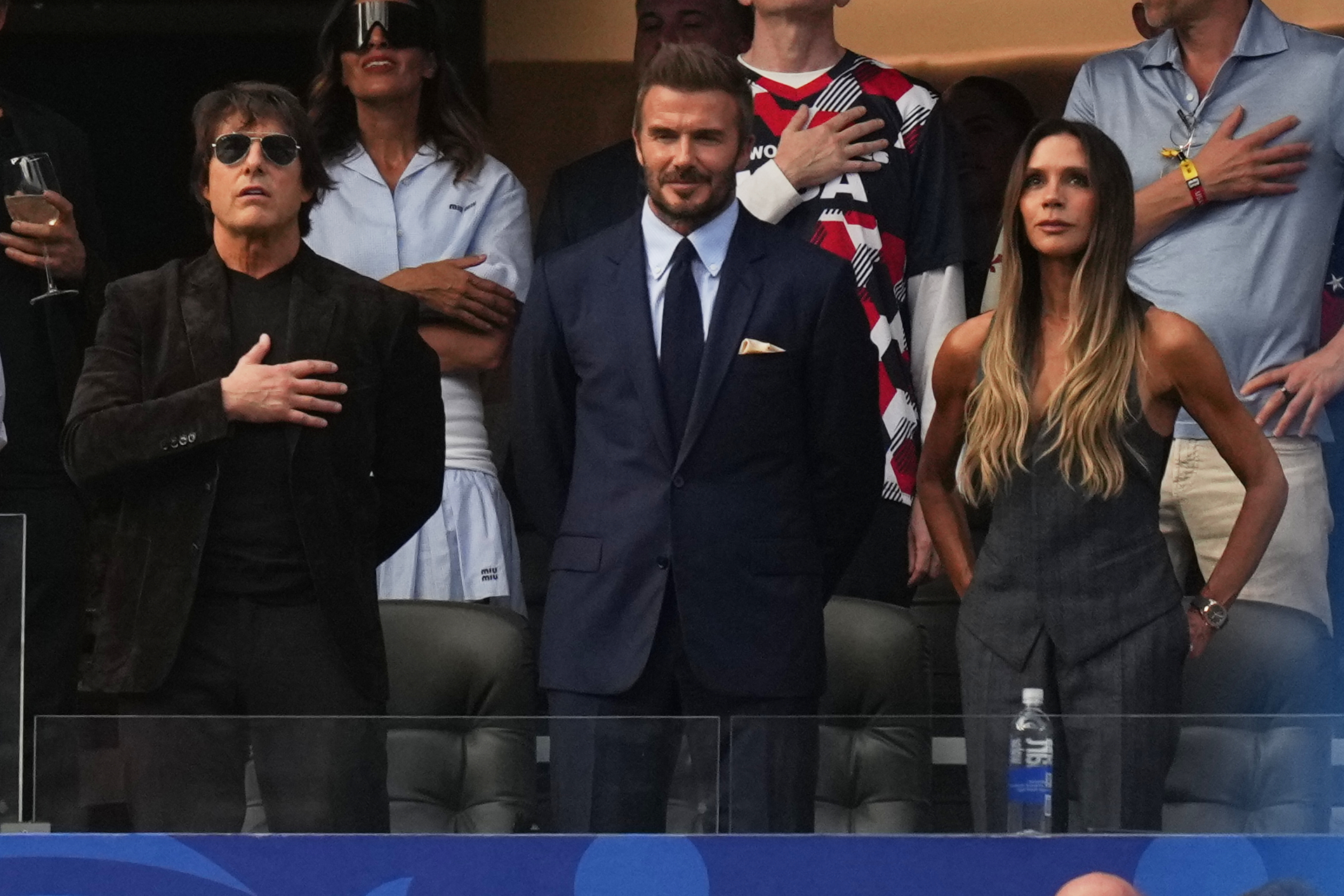 Tom Cruise, David Beckham and Victoria Beckham, celebrities attending the World Cup Group Stage 2026