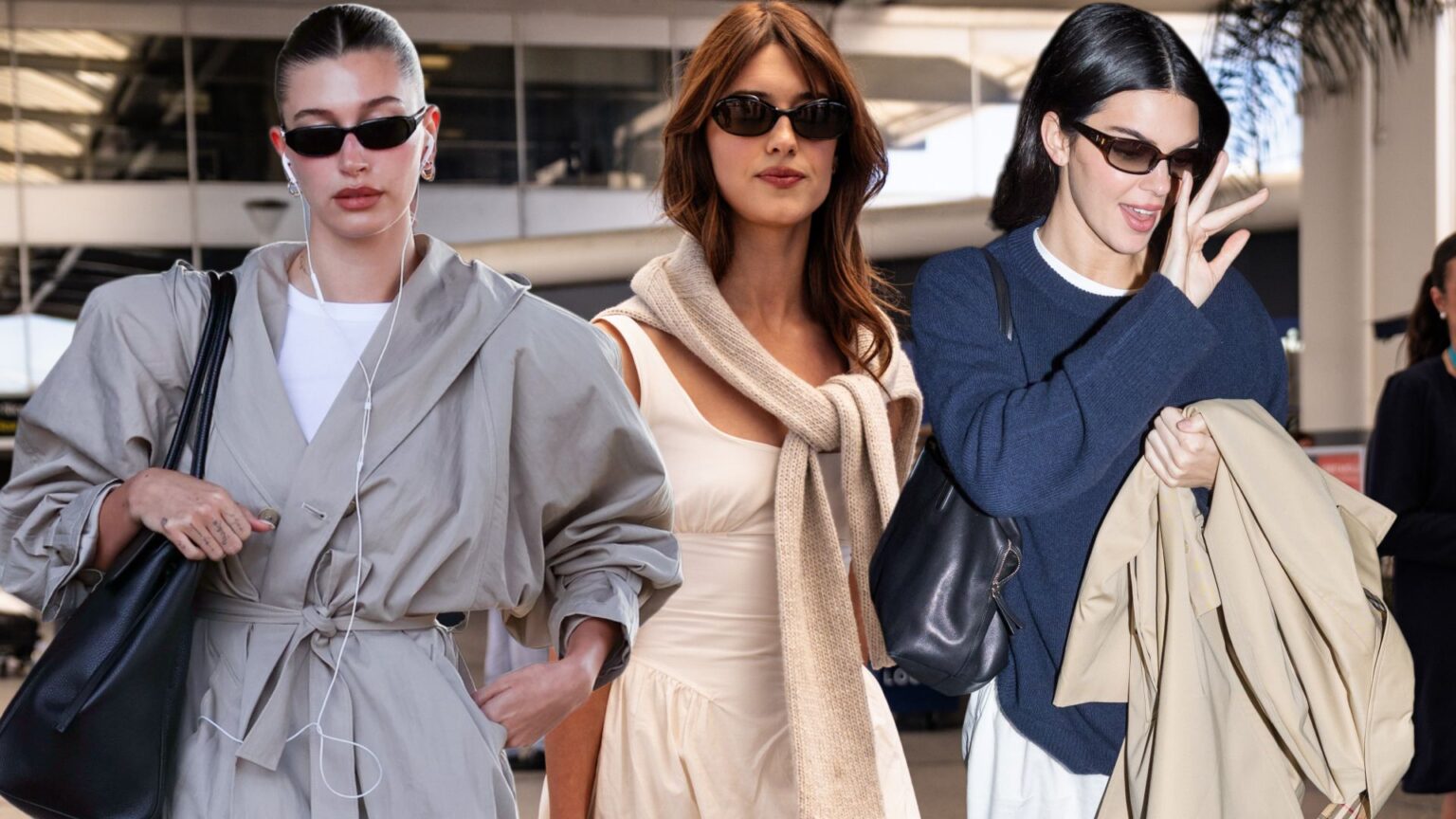 collage of celebrity summer airport outfits
