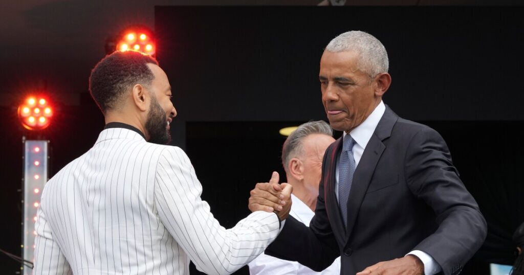 Former presidents and celebrity guests dedicate the Obama Presidential Center