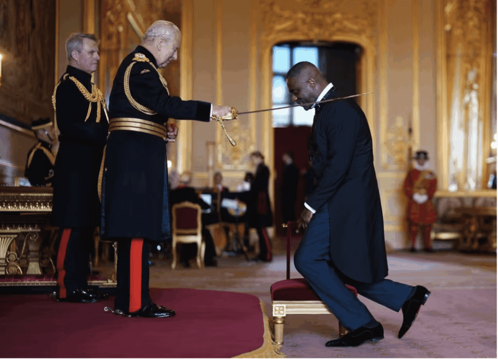 Idris Elba received his knighthood from King Charles