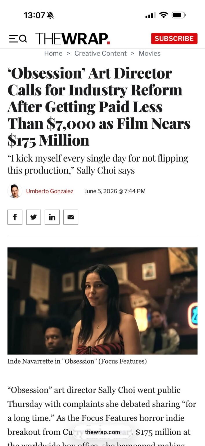 'Obsession' Art Director Calls for Industry Reform After Getting Paid Less Than $7,000 as Film Nears $175 Million