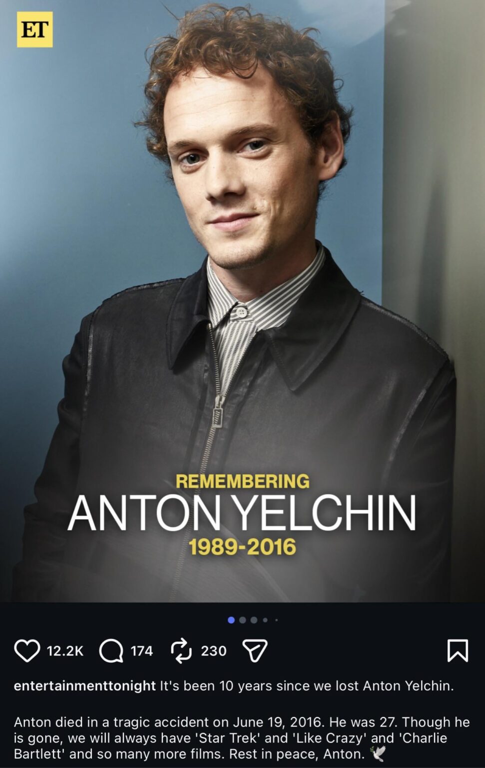 It's been 10 years since we lost Anton Yelchin
