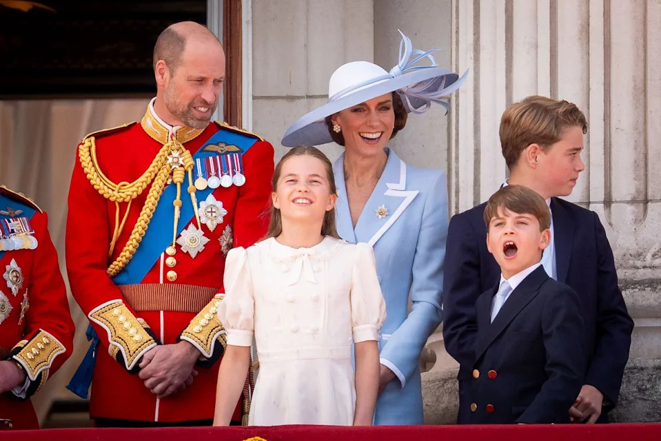 Prince William and Kate Middleton with their children at a royal event