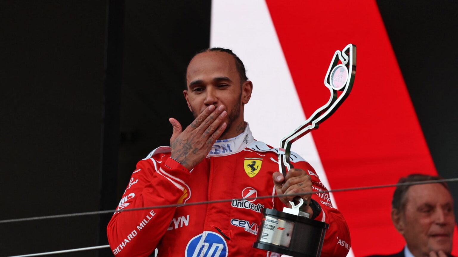 Kim Kardashian joins Lewis Hamilton celebrations under Monaco F1 podium after snubbing Martin Brundle Hamilton blows Kardashian a kiss after taking second place