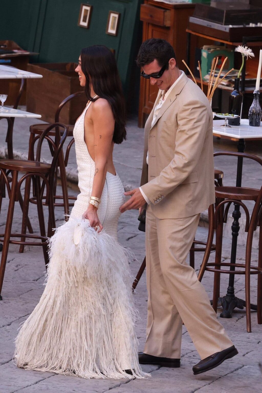 Dua Lipa and Callum Turner at their wedding welcome party in Sicily, Italy