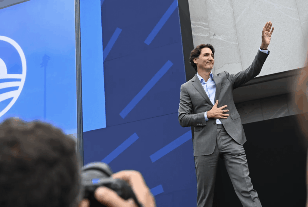 Former Canadian Prime Minister Justin Trudeau takes the stage during the opening ceremony of the Obama Presidential Center on June 18, 2026