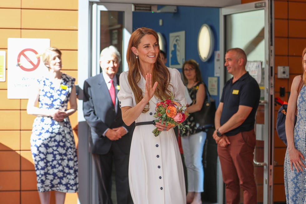 Catherine, Princess of Wales, visits a hospital in London london, united kingdom july 6: catherine, princess of wales, leaves holding a bouquet after visiting evelina london children's hospital in london, united kingdom, on july 6, 2026. she received a briefing from officials on pediatric cardiology and pediatric cancer services before leaving the hospital following her visit. (photo by zeynep demir/anadolu via getty images)