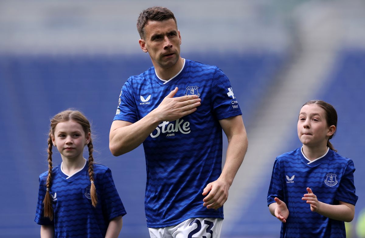 Seamus Coleman of Everton acknowledges the fans with his family during the Premier League match between Everton and Sunderland at Hill Dickinson Stadium on May 17, 2026