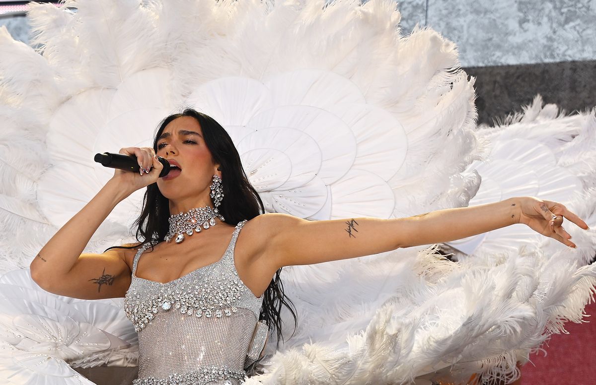 Dua Lipa performs onstage during her Radical Optimism tour at Anfield on June 25, 2025