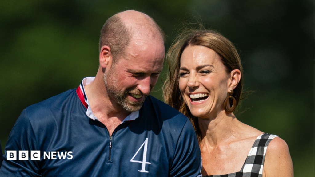 Catherine cheers on William at baking hot charity polo match Catherine, Princess of Wales laughing and Prince William, Prince of Wales looks down during The Royal Charity Polo Cup 2026 Guards Polo Club.