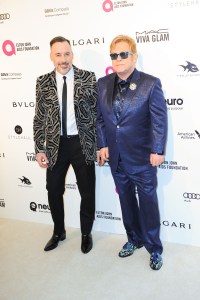 David Furnish, Sir Elton John at arrivals for 2016 Elton John AIDS Foundation Academy Awards Viewing Party, West Hollywood Park, Los Angeles, CA February 28, 2016. Photo By: Sara Cozolino/Everett Collection