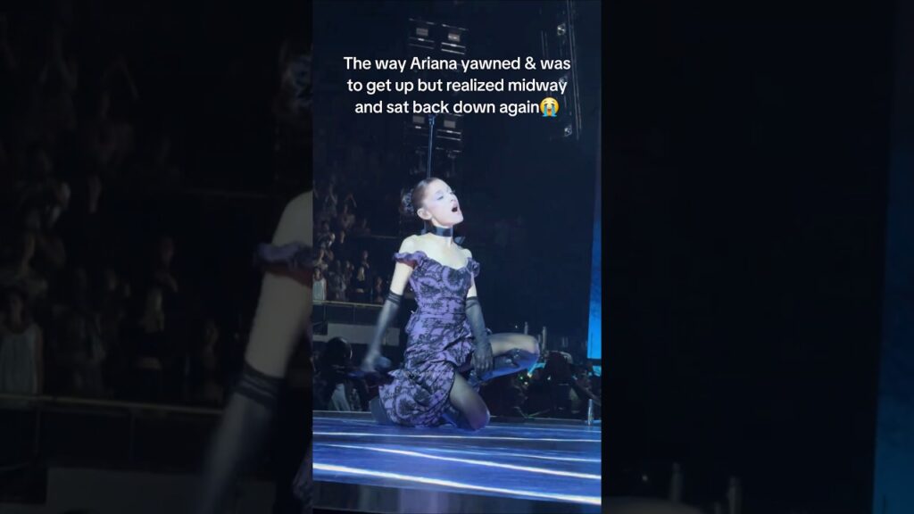 The way Ariana Grande yawned and was about to get up but realized midway and sat back down again😭