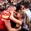 Travis Kelce and Taylor Swift celebrated publicly after the Kansas City Chiefs won the 2024 Super Bowl.  