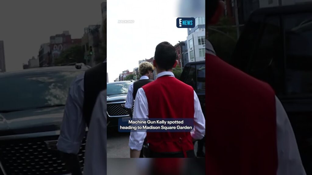 MGK heads to Madison Square Garden for Taylor Swift and Travis Kelce's wedding. (🎥: BACKGRID)