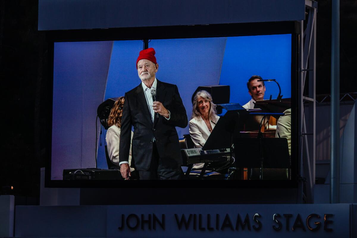 Actor and Host Billy Murray speaks at Music of Wes Anderson show at the Hollywood Bowl.