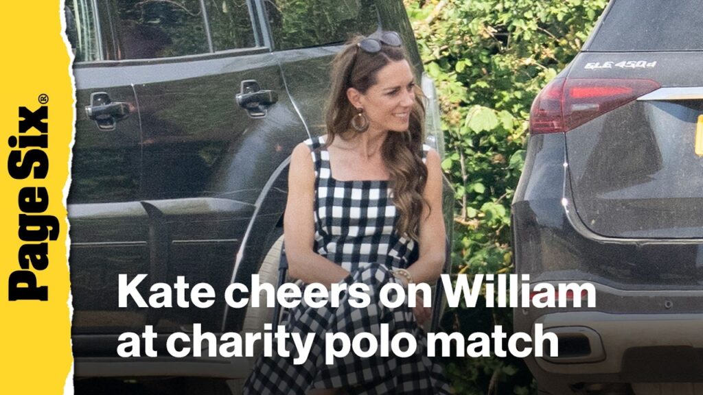 Kate Middleton cheers on Prince William at charity polo match in black-and-white gingham