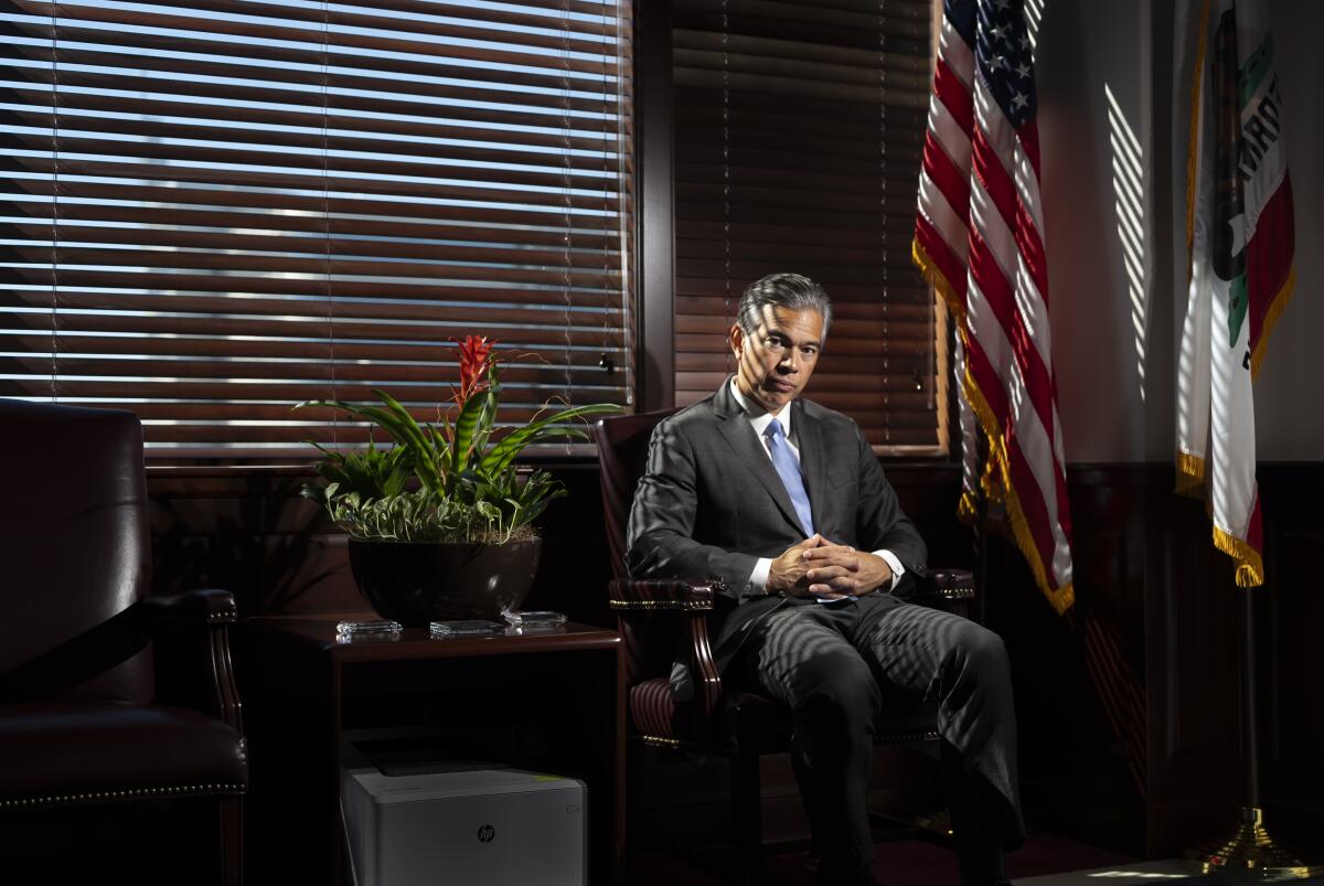 Rob Bonta in his office in 2024