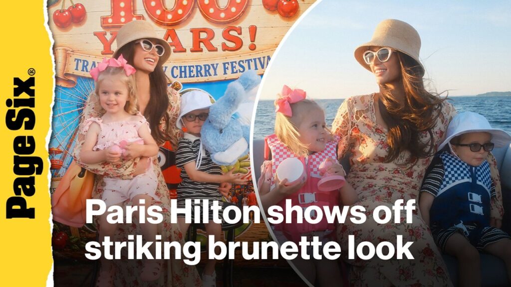 Paris Hilton shows off striking brunette look while enjoying Michigan cherry festival with her kids Paris Hilton shows off striking brunette look while enjoying Michigan cherry festival with her kids
