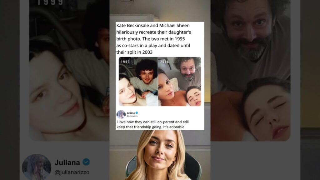 Kate Beckinsale and Michael Sheen hilariously recreate their daughter's birth photo.