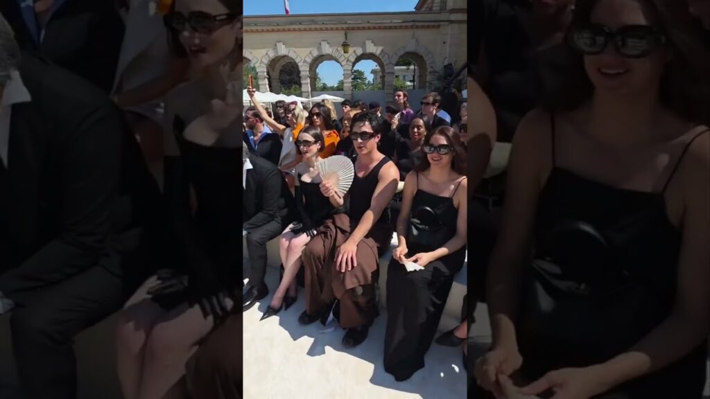 Hudson Williams with Lily Collins at Balenciaga Couture