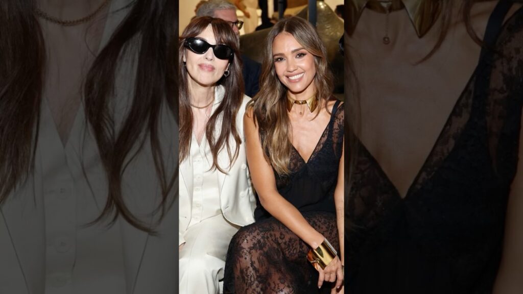 Jessica Alba and Monica Bellucci at the Fendi Couture FW26 fashion show #jessicaalba #monicabellucci