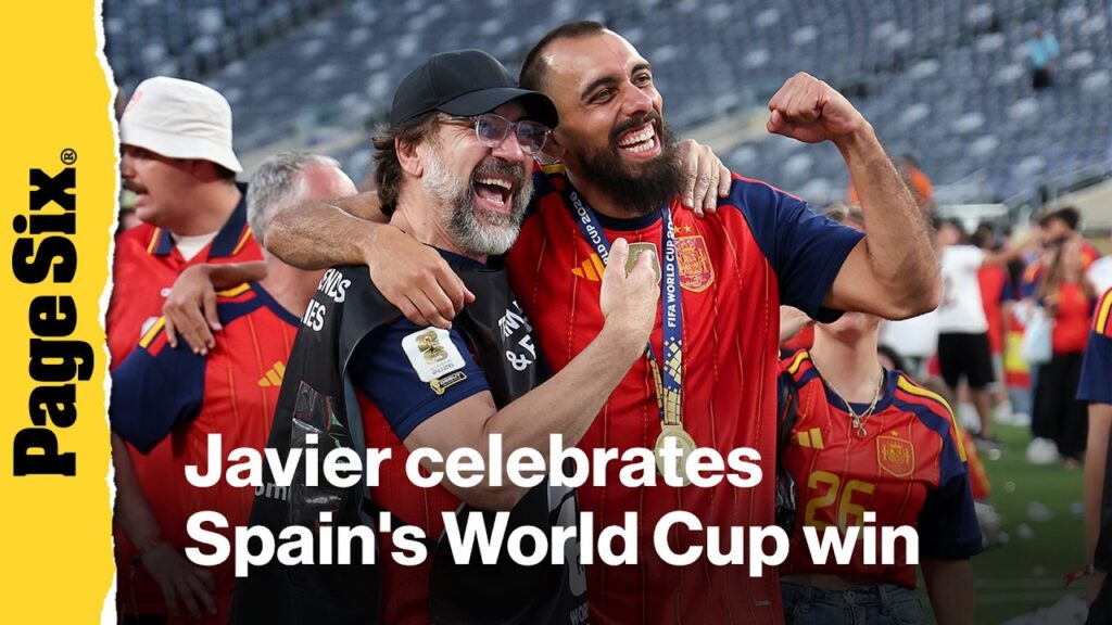 Javier Bardem celebrates Spain winning FIFA World Cup 2026 Javier Bardem celebrates Spain winning FIFA World Cup 2026