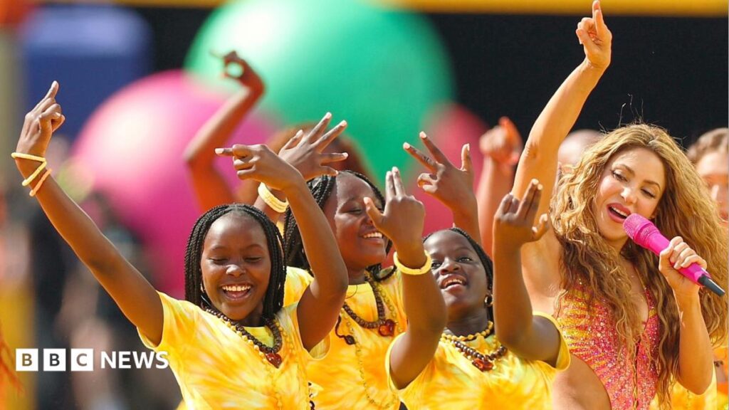 Uganda’s Ghetto Kids: Dancing with Shakira and Burna Boy at the World Cup ‘very, very, very, very, very good’ Shakira and Burna Boy perform with Ghetto Kids dancers dressed in yellow during World Cup 2026 final half-time show between Spain and Argentina on 19 July 2026 in New Jersey.