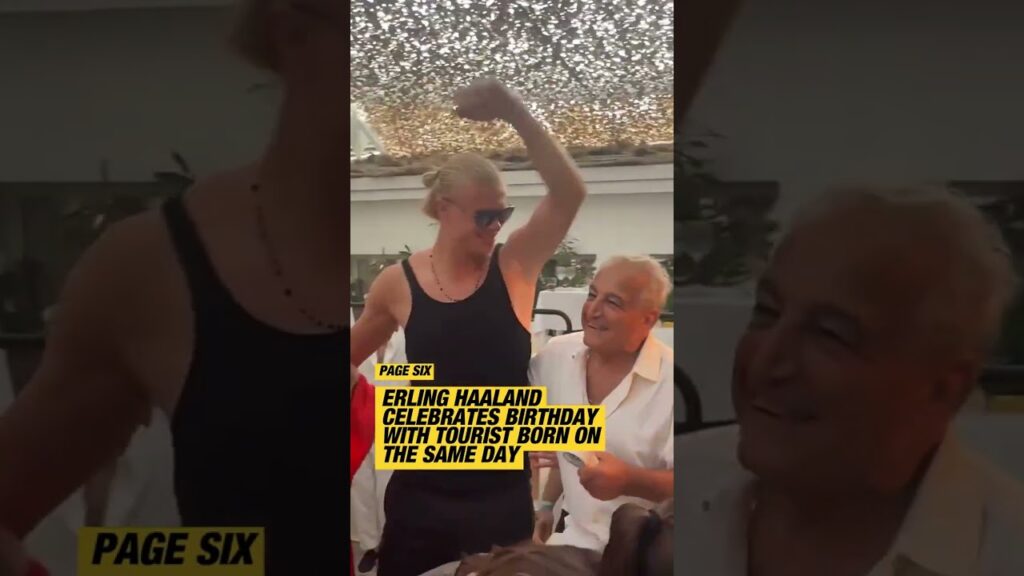 Erling Haaland celebrates birthday with tourist who shares his special day 🎉 #shorts Erling Haaland celebrates birthday with tourist who shares his special day 🎉 #shorts