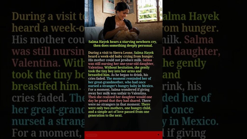 Salma Hayek hears a starving newborn cry, then does something deeply personal.