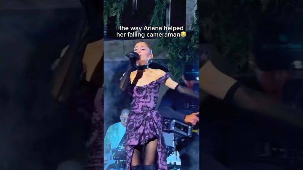 Ariana Grande RESCUED falling cameraman on stage