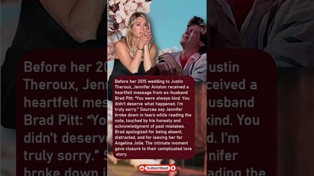 Jennifer Aniston in Tears After Brad Pitt’s Heartfelt Apology 💔