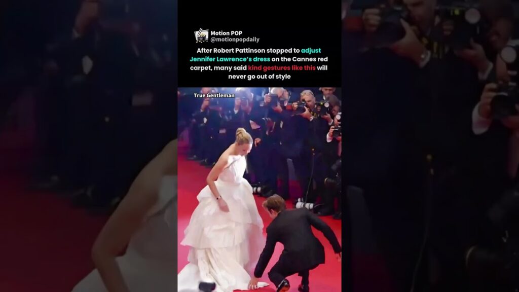 robert pattinson fixing jennifer lawrence’s dress won hearts #robertpattinson