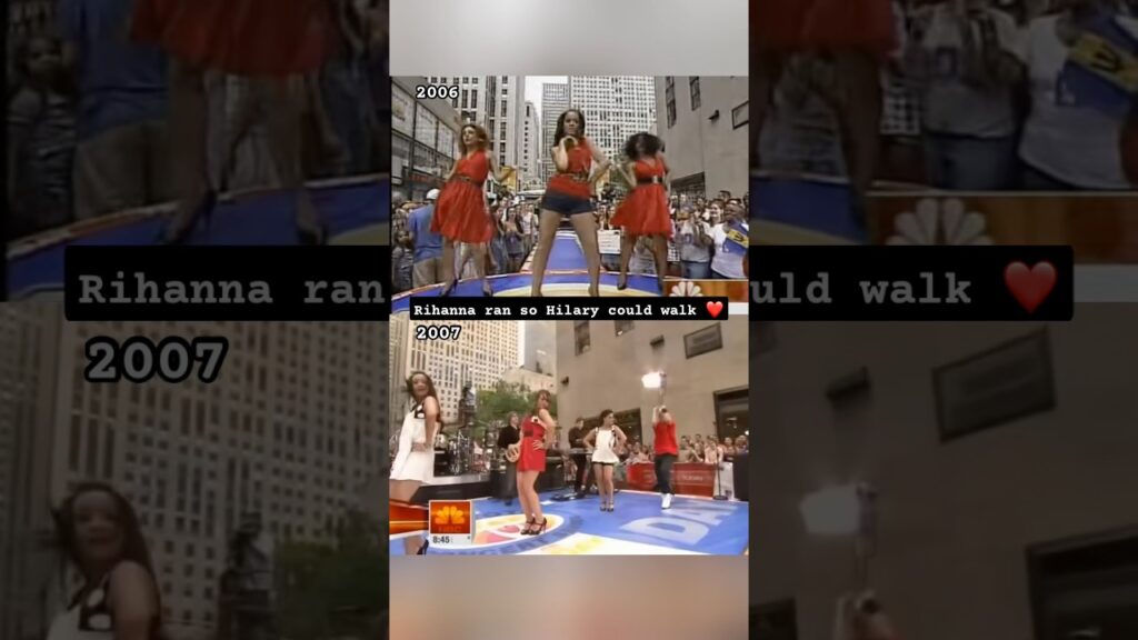 Rihanna and Hilary Duff eating up the choreography at 8 in the morning #rihanna #hilaryduff