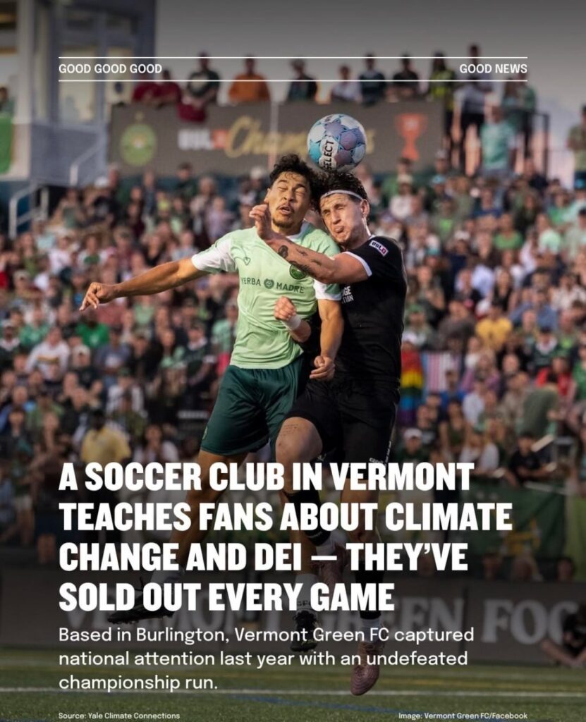 The Vermont Green FC teaches fans about climate change and DEI all while selling out games